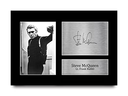 HWC Trading A4 Steve McQueen Bullitt Cadeaux Imprimé Signé Autographe Photo pour les fans de cinéma - A4
