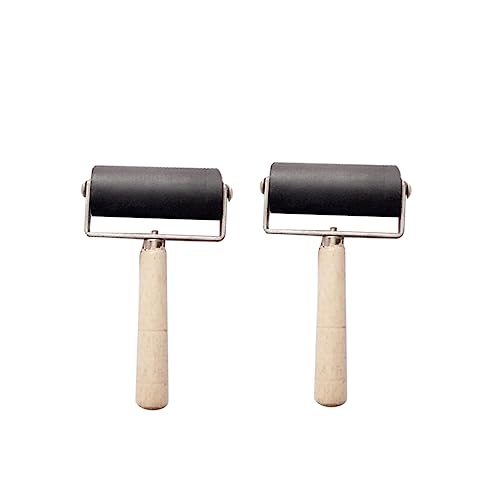 HOODANCOS 2pcs 6cm Black Lino Ink Rollers for Stamping Tool Craft Projects Printmaking
