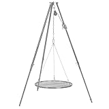 BBQ-Toro Dreibein Grill mit Ø 60 cm Grillrost | 110-175 cm | Dreibein für Schwenkgrill | Eisen Dreibein Gestell, Grillständer mit Rost | Hängegrill, Grillgestell, Dreibeingrill mit Kette