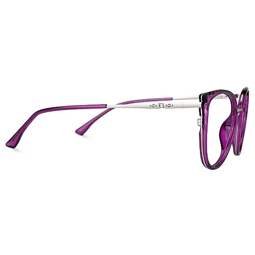Image of Zeelool Cat Eye Eyeglasses Frame for Women Men Non-prescription Clear Lens ZJGX338746-04 Purple