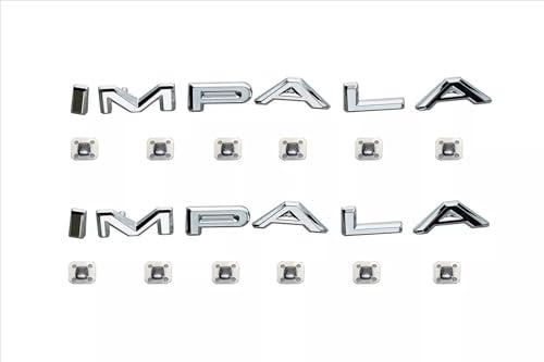 2Pcs 1964 64 Impala Quarter Panel Emblems Car Badge Letters Licensed Nameplate Replacement for Impala (Chrome)