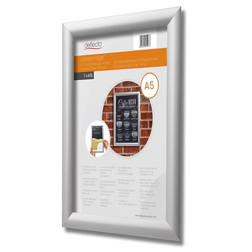 Deflecto Snap Frame, cadre à clipser pour DIN A5, dimensions 17,8 x 24 x 1,2 cm, cadre d'affichage pour posters, cartes et publicité, en format vertical ou horizontal