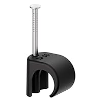 Temolink Kabelschellen, 100 Stück Nagelschellen, 10-14 mm, 304 Edelstahl, Kabelmanagement für Telefon und Ethernetkabel, Stromkabel, Rohr, Schwarz