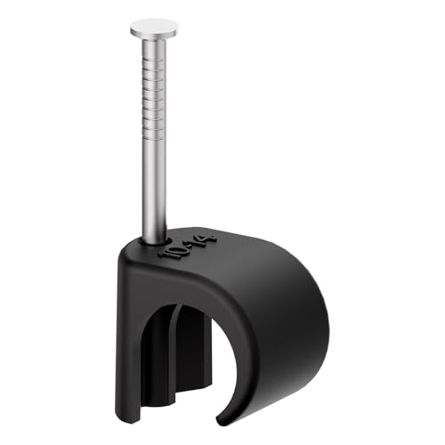 Temolink Kabelschellen, 100 Stück Nagelschellen, 10-14 mm, 304 Edelstahl, Kabelmanagement für Telefon und Ethernetkabel, Stromkabel, Rohr, Schwarz