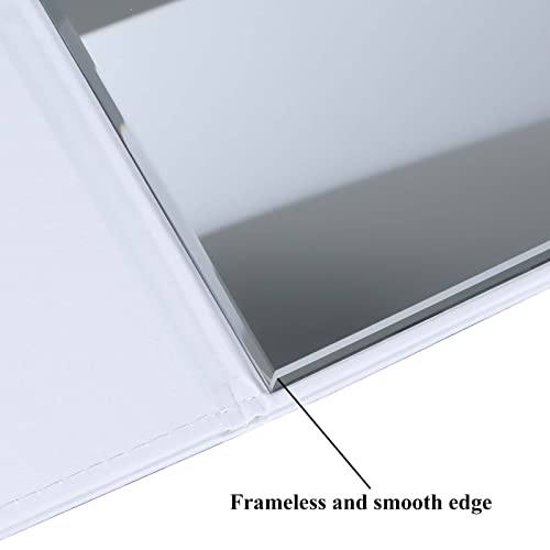 Zbeivan 10X7 Inches Portable Folding Makeup Mirror, Frameless Pu Leather Desk Mirror With Stand For Camping Travel Tabletop Personal, White #TOP4