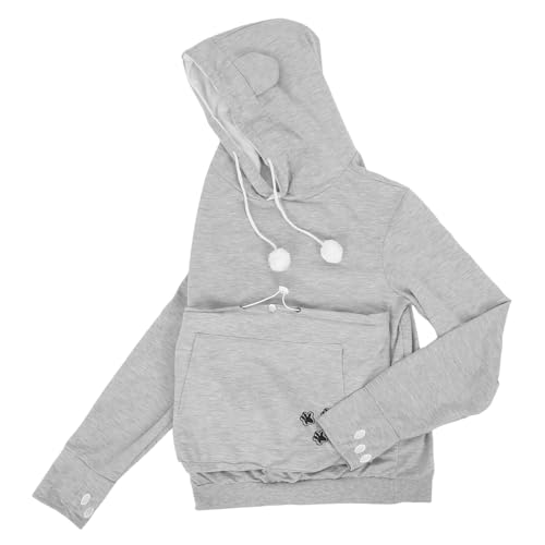 Sweat à capuche chat et chien noir en taille L avec grande poche ventrale de voyage