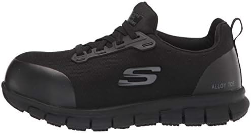 Skechers Women's Slip on Athletic Construction Shoe, Black, 8 | Image 7