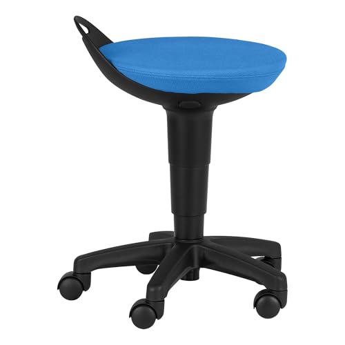 Image of Rolling Adjustable-Height Padded Stool - Brilliant Blue