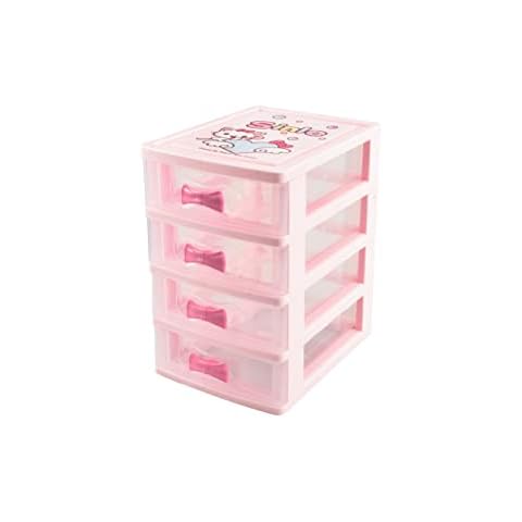 Girls Lovely Receiving Storage Box With Multi-layers Desk Receiving Drawers With Pink Bowknot Handle (Four layers (7.06 x 5.22 x 8.05 inches)) Cover