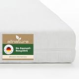 allnatura Latexmatratze 90x200 cm – H3 mittelfest, Höhe 15 cm – 7-Zonen Hybrid-Latex Stiftkern – orthopädische Matratze mit atmungsaktivem Bio-Baumwolle Bezug (KBA)