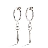 【Puente】 ピアス 穴不要 ティアドロップ フェイクピアス 両耳セット レディースイヤリング 雫 ドロップ スティック イヤリング ノンホールピアス リング リングピアス フープ フープピアス メンズ レディース ショートタイプ シルバー 銀色