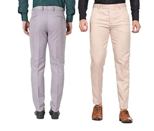 Image of MALENO Men Formal Trouser Regular Fit Solid | Soft and Breathable Pant Combo (Pack of 2)