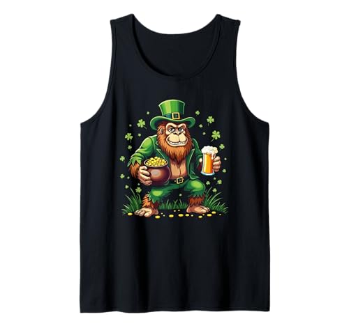 Funny Bigfoot Leprechaun St Patrick's Day Beer Pub Humor Camiseta sin Mangas