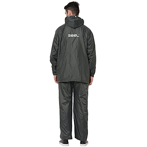 ZEEL Mens Raincoat with Adjustable Hood Reversible Raincoat for Men