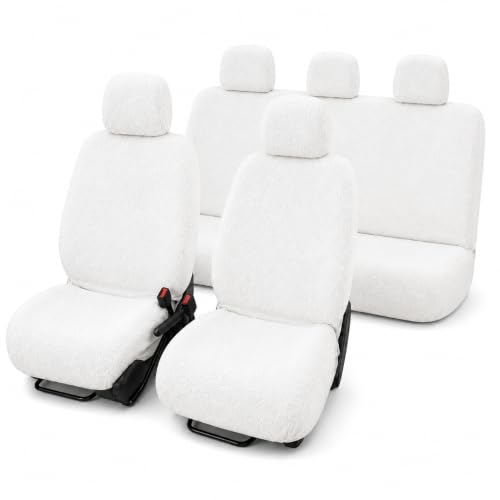Image of JK Curtains Universal Fit Car Seat Cover Towel for 5 Seater Cars | Soft Plush Fabric Front & Rear Seat Covers with Headrest Covers | Full Seat Coverage | Washable & Reusable | Car Seat Protector