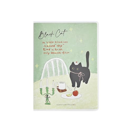2PC- Cat Time Horizontal Line Rubber Cover This Student's Multi-Specification Cartoon Stationery -A5 Lazy Afternoon