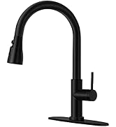 ARRISEA Matte Black Stainless Steel Kitchen Sink Faucets, Pull Down Faucets with 10 Inches Deck P...