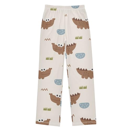 Cute Crocodiles Boys Pants Boys Athletic Pants Long Pant for Boywith Pockets Wide-Leg Size 6-14Y