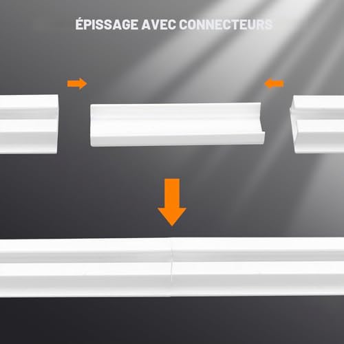 AROMUJOY Rail de rideau autocollant pour plafond ou mur, 12 x 40 cm/480 cm, sans perçage/vis, tringle à rideau sans perçage, pour camping-car, rideau de douche, armoire, séparateur de pièce – vue 3