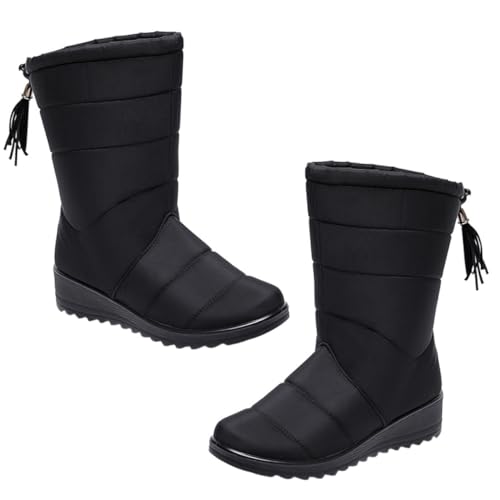Beaupretty Botas de Nieve Cálidas para Mujer Botas de Tubo Impermeables y Antideslizantes de Moda de Invierno para Uso Casual Parques