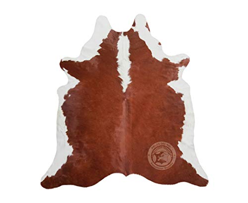 Sunshine Cowhides Alfombra de Piel de Vaca Hereford Marrón y Blanca 220...