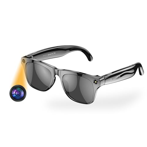 Denash Gafas Inteligentes de IA con Cámara 4K, Bluetooth 5.4, Traducción en Tiempo Real, Altavoces Duales para Viajes, Negocios y Música (Black)