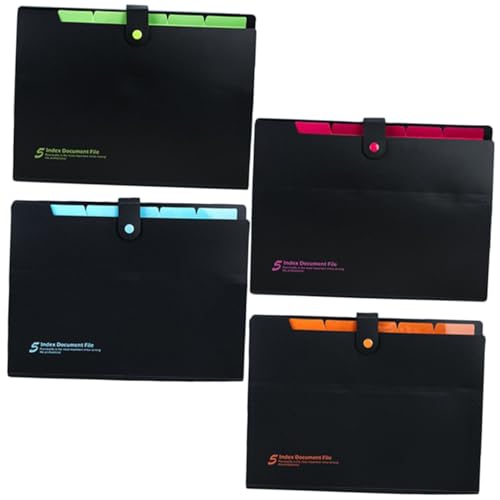 OFFSCH 4個 ポータブルアコーディオンファイルフォルダー 多ポケット付き 書類整理用 拡張式ファイルホルダー オフィス 学校 家用 文書収納