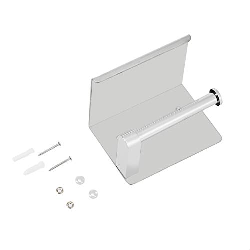 Image of AmazonBasics Toilet Paper Holder - Contemporary, Includes Storage Shelf, Stainless Steel