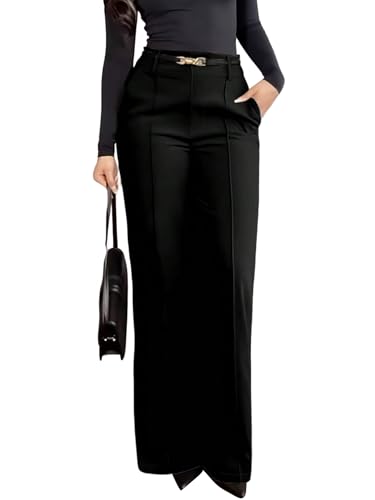 Pantalon de costume femme chic et pantalon de bureau fluide coupe large droite
