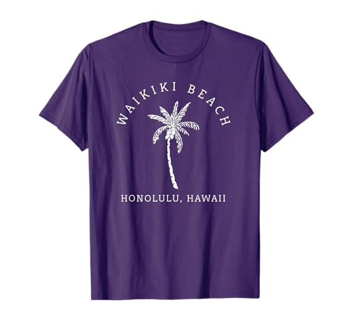 Retro Cool Waikiki Beach Hawaiian Island Palm Tree Souvenir Men Women T-Shirt