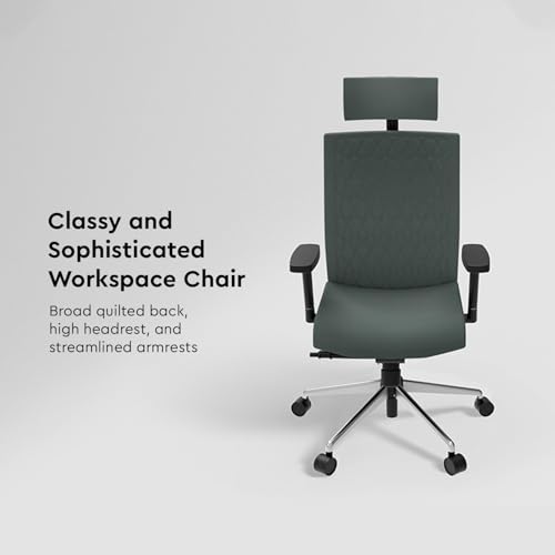 Image of Interio by Godrej Prime High Back Ergonomic Premium Cushioned Office /Study /Revolving Chair, 1 Year Warranty, Adjustable Height and Armrest Chair, Chrome Plated Steel Base (Earthstone)