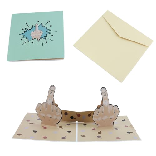 Durlo Funny Pop Up Middle Finger Birthday Card with Hidden Message Gag Gift Greeting Card with Envelope for Friends Prank Joke Surprise