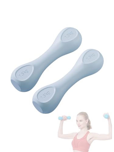 Set de 2 Mancuernas 1,5 Kg. Pesas Ligeras de Vinilo para Gimnasio. Mancuernas Antideslizantes para Entrenamiento de Fuerza y Gimnasio en el Hogar. Pesas Ergonómicas para Fitness.