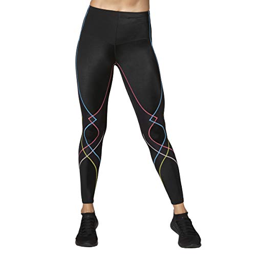 CW-X Women's Standard Stabilyx Joint Support Compression Tight, Black/Rustic Rainbow, Large