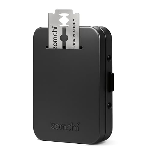 ZOMCHI Razor Blade Bank for Used Double Edge Safety Razor Blades, Compact Disposal Container for Safe Storage and Travel (Matte Black)