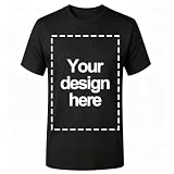 Custom T Shirts for Men Women, Personalized Shirt with Image, Text or Logo, Customized T-Shirts Design Your Own Front & Back Print Black