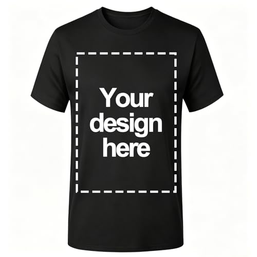 Custom T Shirts for Men Women, Personalized Shirt with Image, Text or Logo, Customized T-Shirts Design Your Own Front & Back Print Black