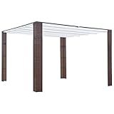Color: marrón y crema Pérgola de jardín con techo de resina trenzada, 300 x 300 x 200 cm, marrón y crema