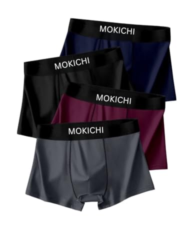 Image of Men's Premium Ice Silk Boxer Briefs for Men | Ultra Soft, Breathable, Stretchable, Moisture-Wicking Trunks | Comfortable Mid-Rise Innerwear with Elastic Waistband Pack of 4