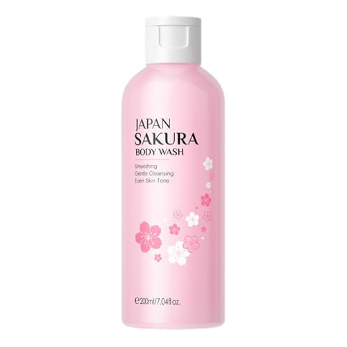 FEESHOW Cherry Blossom Body Wash for Women and Girls 200ML Hydrating Shower Gel Moisturizing Formula with Natural Scent Skin Softening Daily Use Pink One Size
