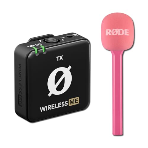 Transmisor inalámbrico Rode Wireless ME TX con adaptador para entrevistas Interview GO rosa y filtro antiviento de espuma — Micrófono clip-on de 24 bits Serie IV para entrevistas, reportajes, creación de contenido y cobertura de eventos miniatura 1
