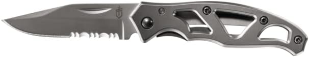 Gear Paraframe Mini Pocket Knife, 2.2 Inch Serrated Edge Small EDC Folding Knife with Safety Lock for Everyday Carry, Gifts for Men, Stainless Steel