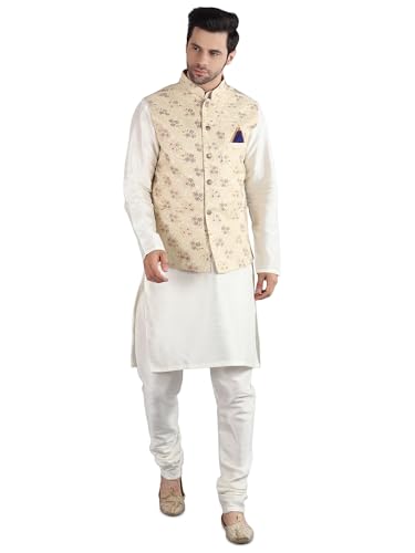 Image of Uri and MacKenzie Men's Silk Blend Kurta Pajama with Designer Ethnic Nehru Jacket /Modi Jacket