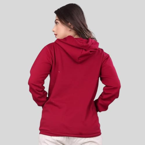 Image of More & More HOODMASTER Women's Fleece Hoodie Sweatshirt with Zip Pockets Full Sleeves Regular Fit Solid Pattern Hooded Neck and Standard Length | Comfortable Fleece Hoodie for Women