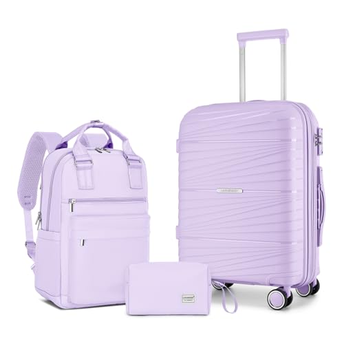 Image of LARVENDER Carry On Luggage 22x14x9 Airline Approved, Suitcases with Wheels