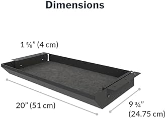 Vari Steel Under Desk Drawer - Slim Undermount Storage Organizer- Standing Desks Attachment- Versatile Placement Options, Efficient Workspace- Office Desk Accessory- (20.25" x 9.5" x 1.75")