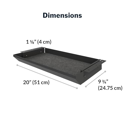 Vari Steel Under Desk Drawer - Slim Undermount Storage Organizer- Standing Desks Attachment- Versatile Placement Options, Efficient Workspace- Office Desk Accessory- (20.25" x 9.5" x 1.75")