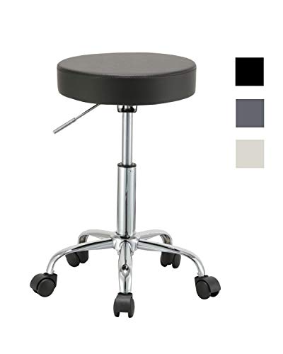 DUHOME 410 Adjustable Height Swivel Medical Clinic Tattoo Spa Salon Stool with Wheels (Black)