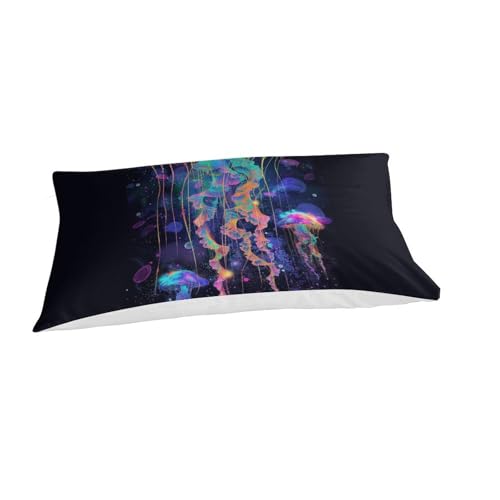 Housse de couette méduse 3D facile à laver et infroissable lit simple - 3
