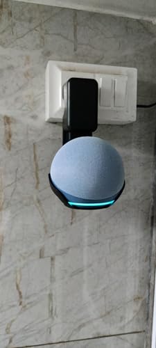 Image of Outlet Wall Mount Hanger Holder Stand Accessories Case Built-in Plug Cable Management for Echo Dot 4th Gen /Echo Dot 5th Gen Smart Speaker (Black)